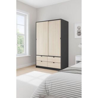 Dmora Guardarropa 2 Puertas Ponna, Armario Dormitorio Perchero, 60x200h Cm Gris Antracita