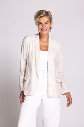 Zhrill Jackenblazer ZHRILL ZHHELEN, Damen, Gr. M, beige (sand), Web, Obermaterial: 70% Viskose, 30% Leinen, unifarben, regular fit h&uuml;ftlang, V-Ausschnitt, Bl