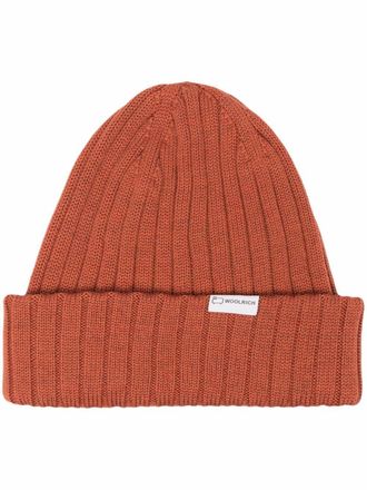 Woolrich ribbed-knit wool beanie - men - Virgin Wool - L - Orange