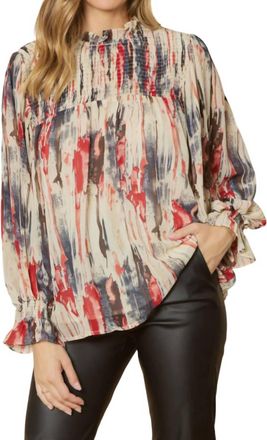 Entro Abstract Bubble Sleeve Blouse In Multi