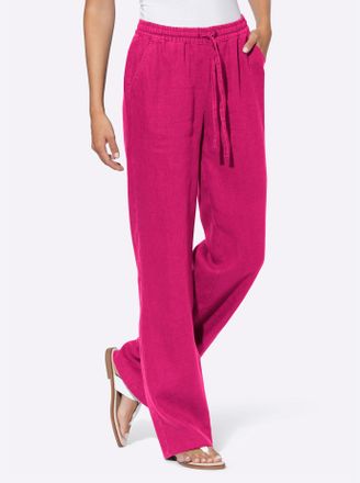 Heine Schlupfhose HEINE, Damen, Gr. 38, Normalgr&ouml;ssen, pink, 100% Leinen, unifarben, lang, Hosen Schlupfhose