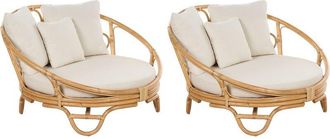 Beliani Set of 2 Garden Daybeds ROSSANO Rattan Natural