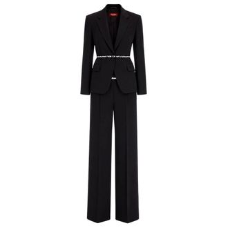 Max Mara Getailleerde blazer en pantalon - Dames - Jassen - Zwart - Maat: M Leer
