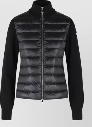 Moncler virgin wool padded cardigan high collar zip