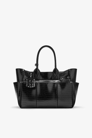 Ganni Black Posy Bag in Croco