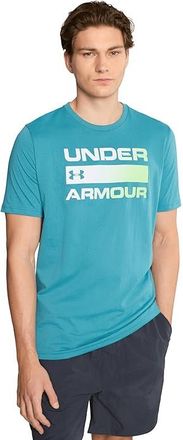 Under Armour UA Team Issue Wordmark Short Sleeve Mens Clothing Boundless Blue/Lumos Lime : 2XL, Cotton/Polyester