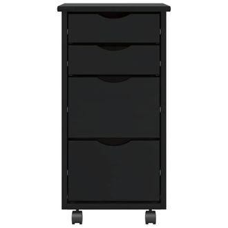 Berkfield Home Rolling Cabinet with Drawers MOSS Black Solid Wood Pine
