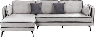 Beliani Beliani - Sof&aacute; Esquinero De Terciopelo Gris Claro Negro Derecho Cojines Respaldo Altan