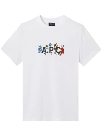 A.P.C. logo-print T-shirt - men - Fabric - L - White
