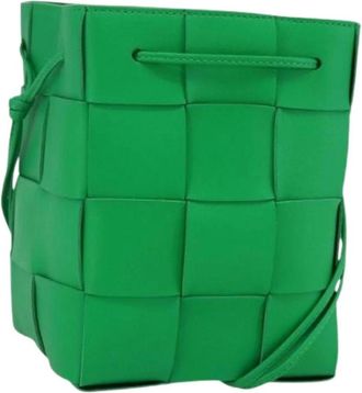 Bottega Veneta Pre-owned Bucket Bags, female, Green, Size: ONE SIZE Pre-owned Leather Shoulder Bag