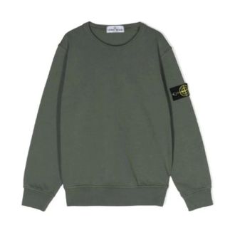 Stone Island Military Green Crew Neck Sweatshirt - male - Stone Island - Kids Sweatshirts - Green - 8 Y - Kids