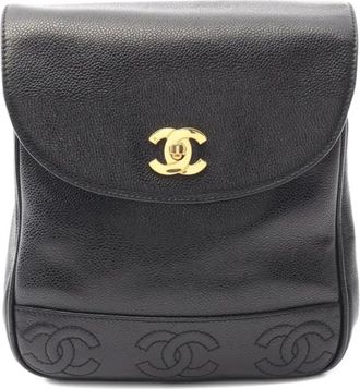Chanel Zaino goffrato Triple-Coco 1996-1997 - Nero