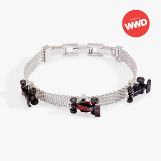 Alex and Ani Hot Wheels Moveable Racecar Mesh Bracelet in Silver at Nordstrom