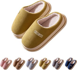 Generic Chunky Sole Slippers Women Matching House Slippers Slip On House Shoes Winter Warm Lined Slipper Mens Plain Slipper Unisex Couple Sliders Memory Foam 