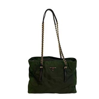 Prada Green Khaki Nylon Tote Bag (Pre-Owned)