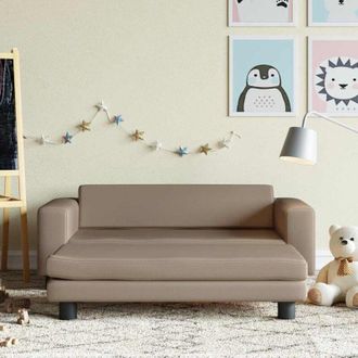 vidaXL Sof&aacute; Ni&ntilde;os Y Reposapi&eacute;s Cuero Sint&eacute;tico Capuchino 100x50x30 Cm Vidaxl