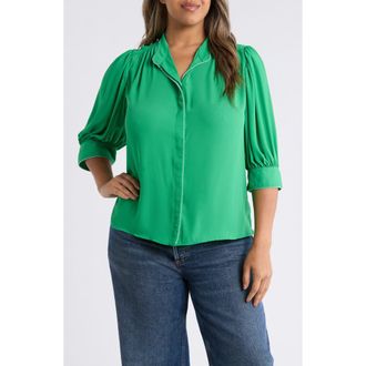 CeCe by Cynthia Steffe Pearce Trim Top in Vibrant Kelly at Nordstrom, Size 3 X