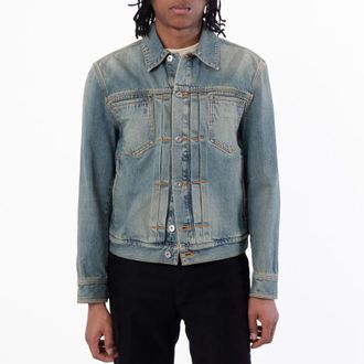 Ferragamo Spread Collar Trucker Denim Jacket, Brand Size 48 (US Size 38)