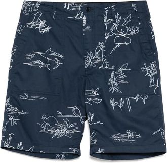 Engineered Garments Shorts con stampa grafica - Blu