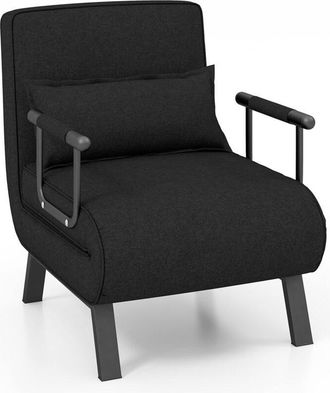 Costway Costway - Poltrona Letto Singolo, Poltroncina Pieghevole con Schienale Regolabile in 6 Posizioni, Cuscino Rimovibile e Sedile Imbottito Robusto