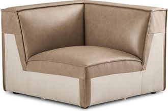 Castlery Dark Brown Top Grain Leather Corner Sofa by Castlery, Modern Modular Seating, Brown Leather