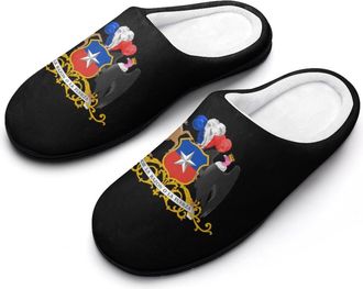 Generic Coat of Arms of Chile Funny Mens Slippers Cotton Warm House Shoes Memory Foam Sandals Print Size 7-14