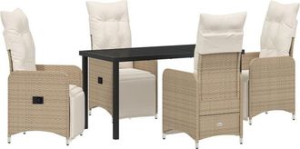 vidaXL Garden Dining Set with Cushion 5 pcs Beige Poly rattan Vidaxl