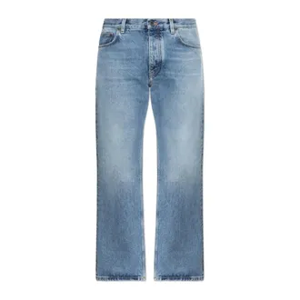 Off-white Straight Jeans, male, Blue, Size: W34 Logo Jeans