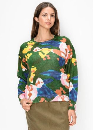 YAL New York Green Floral Print Sweater