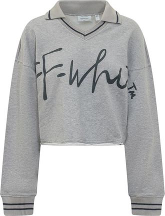 Off-white Script Crop Sweatshirt - Dames - Sweatshirts - Grijs - M - Katoen - Hoodies & sweatvesten