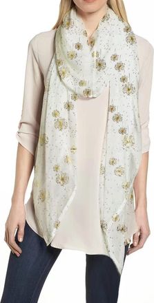 Lina & Lily Dandelion Metallic Foil Womens Scarf Shawl Lightweight (White-Gold)