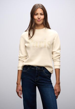 Street One Sweatshirt STREET ONE, Damen, Gr. 40, soft beige, Sweatware, Obermaterial: 60% Baumwolle, 40% Polyester, bedruckt, l&auml;ssig geschnitten h&uuml;ftbedeckend, R