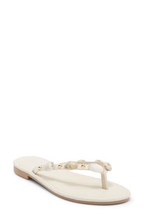 Top Moda Aria Studded Flip Flop in Ivory Pu at Nordstrom Rack, Size 8.5