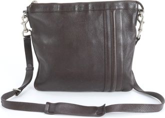 Gucci Brown Leather Messenger Bag Shoulder Bag (Pre-Owned)