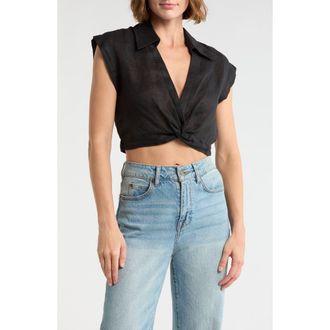 Alice & Olivia Mila Deep-V Twist Top in Black at Nordstrom Rack, Size 12