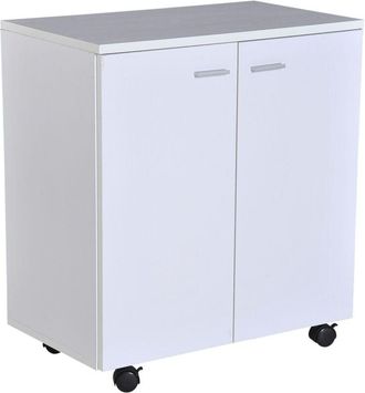 HOMCOM Homcom - Mesa Armario M&oacute;vil Mueble tv de Madera oon Ruedas y 2 Puertas Consola Cajonera