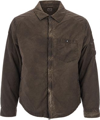 C.P. Company Brown Flatt Nylon Padded Zip Overshirt
