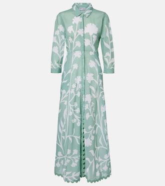 Juliet Dunn Floral scalloped cotton shirt dress