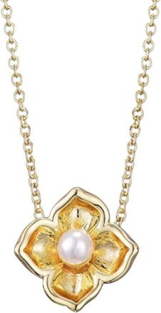 Adornia Adornia 14K Plated 3-4Mm Pearl Flower Encased Necklace