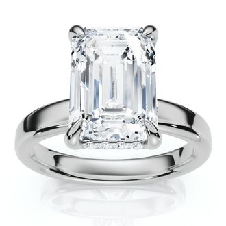 Pompeii3 Certified 2.60Ct Emerald Cut Hidden Halo Diamond Engagement Ring Gold Lab Grown