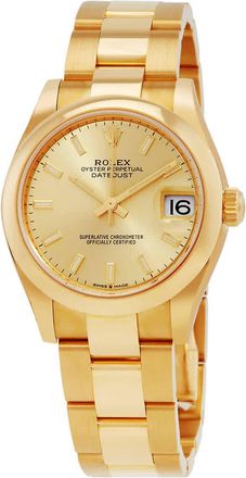 Rolex Datejust 31 Automatic Champagne Dial Ladies 18kt Yellow Gold Oyster Watch 278248CSO