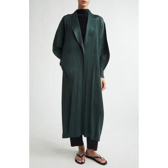Pleats Please Issey Miyake Monthly Colors December Pleated Coat in Forest Green at Nordstrom, Size 5