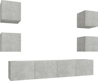 vidaXL Vidaxl - 6 Piece tv Cabinet Set Concrete Grey Engineered Wood