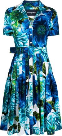 Samantha Sung Audrey floral-print dress - women - Spandex/Elastane/Cotton - M - Blue