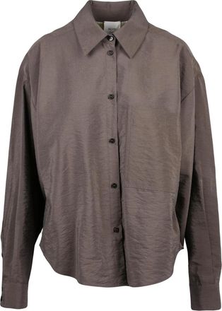 Alysi Brown Silk-Blend Classic Collar Shirt