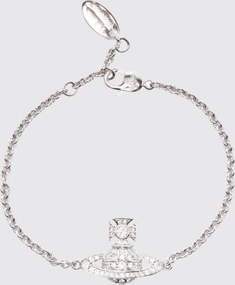 Vivienne Westwood Bracciale in ottone cromato con strass incastonati