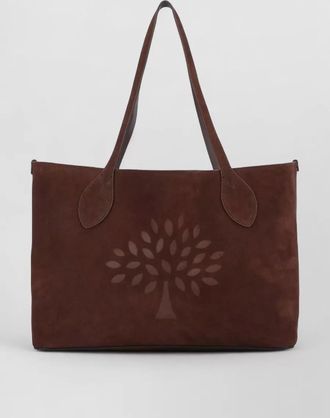 Mulberry suede shoulder bag dual handles tree motif