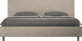 ITYhome Letto Matrimoniale King Size Rivestito In Microfibra - Adele - Tipologia Letto: Con Rete E Contenitore - Colore: Sabbia - Dimensione Rete: 200x200