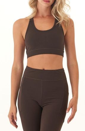 Threads 4 Thought Malana T-Back Sports Bra in Espresso at Nordstrom, Size Xx-Large