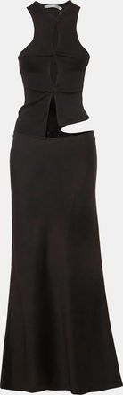 CHRISTOPHER ESBER Black Rib Knit And Satin Open Twist Tank Dress